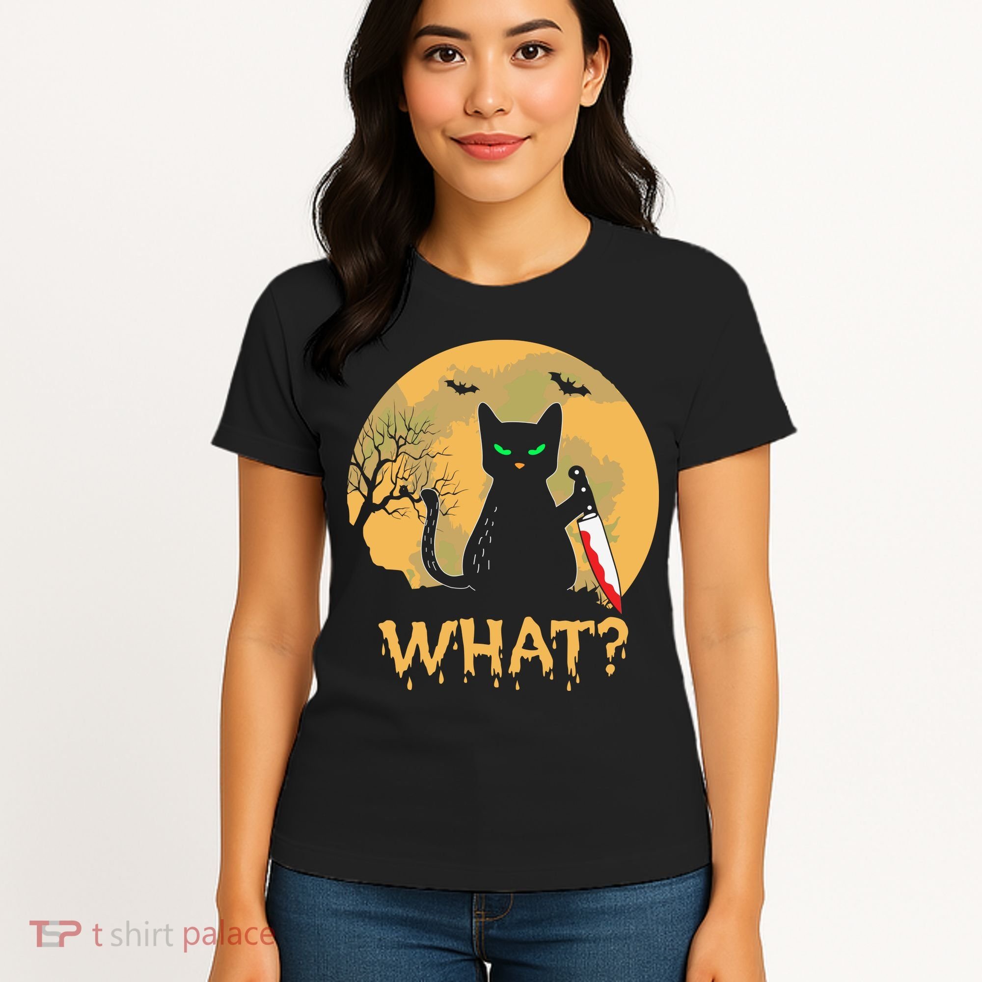 Cat What Murderous Black Cat Halloween Day Women's T-Shirt