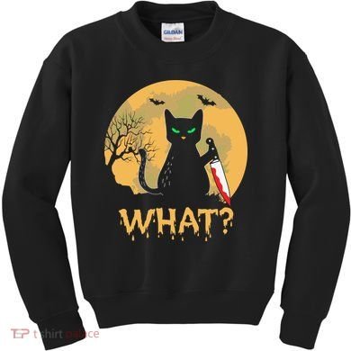 Cat What Murderous Black Cat Halloween Day Kids Sweatshirt