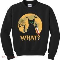 Cat What Murderous Black Cat Halloween Day Kids Sweatshirt thumb 0