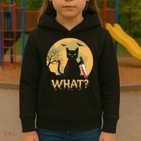 Cat What Murderous Black Cat Halloween Day Kids Hoodie thumb 3
