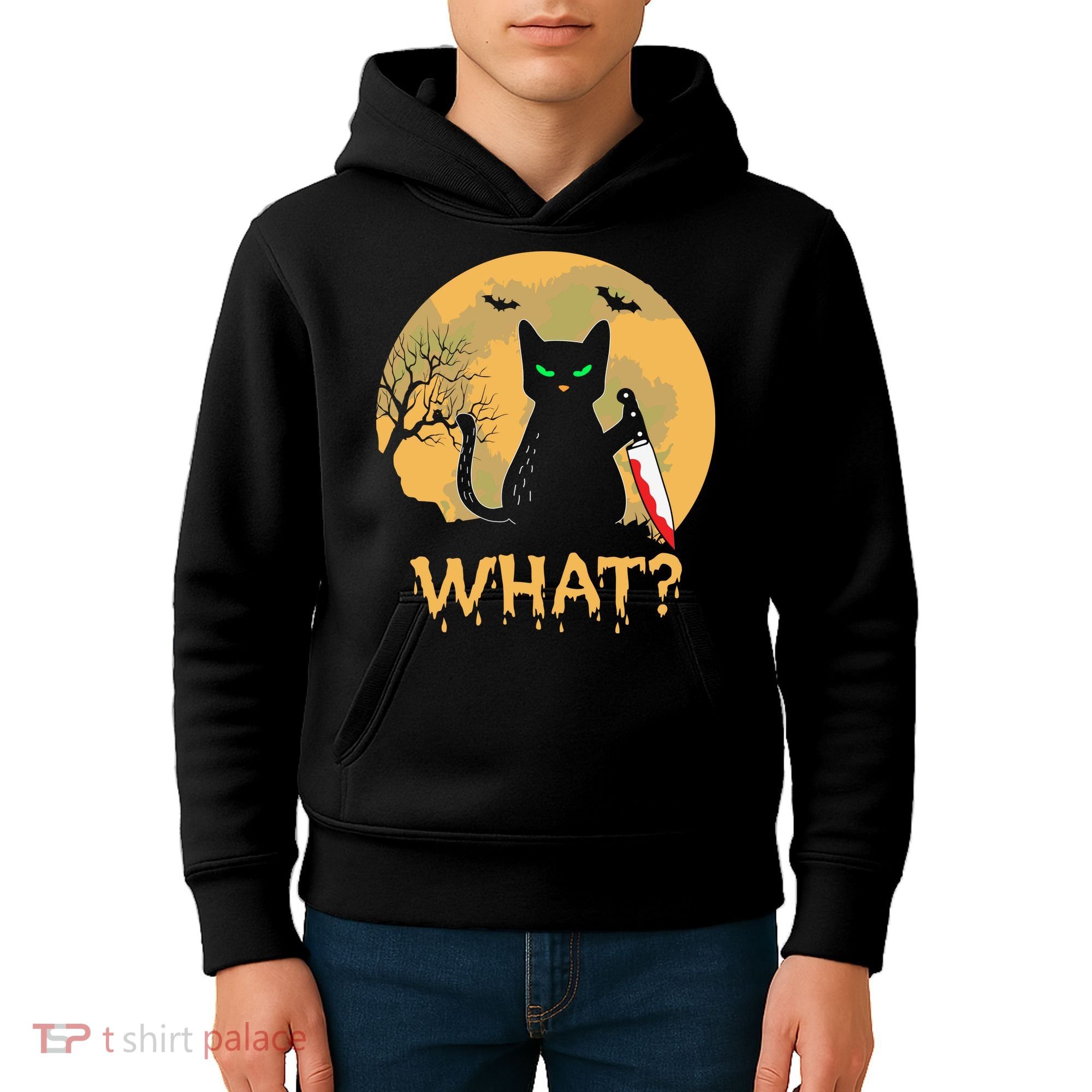 Cat What Murderous Black Cat Halloween Day Kids Hoodie