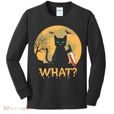 Cat What Murderous Black Cat Halloween Day Kids Long Sleeve Shirt