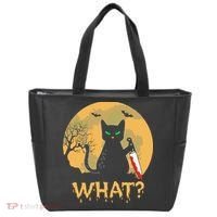 Cat What Murderous Black Cat Halloween Day Tote Bag thumb 0