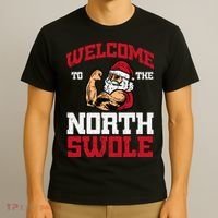 Christmas Welcome North Swole Xmas Muscle Gym T-Shirt thumb 3