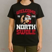 Christmas Welcome North Swole Xmas Muscle Gym T-Shirt thumb 4