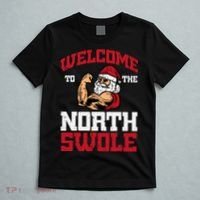Christmas Welcome North Swole Xmas Muscle Gym T-Shirt thumb 5
