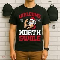 Christmas Welcome North Swole Xmas Muscle Gym T-Shirt thumb 6