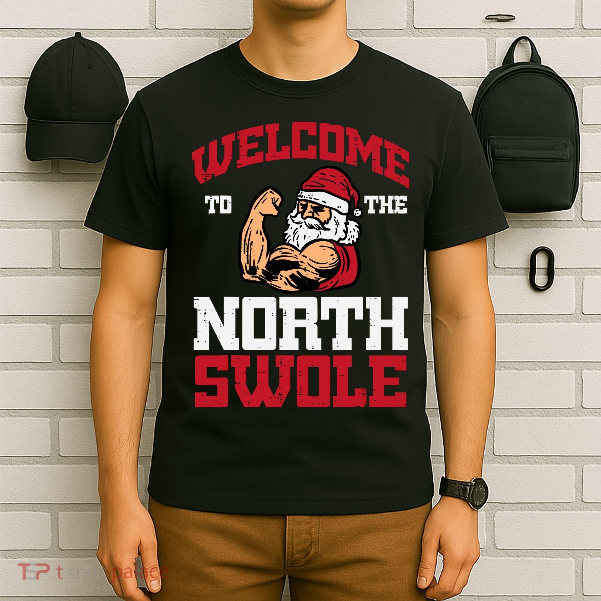 Christmas Welcome North Swole Xmas Muscle Gym T-Shirt