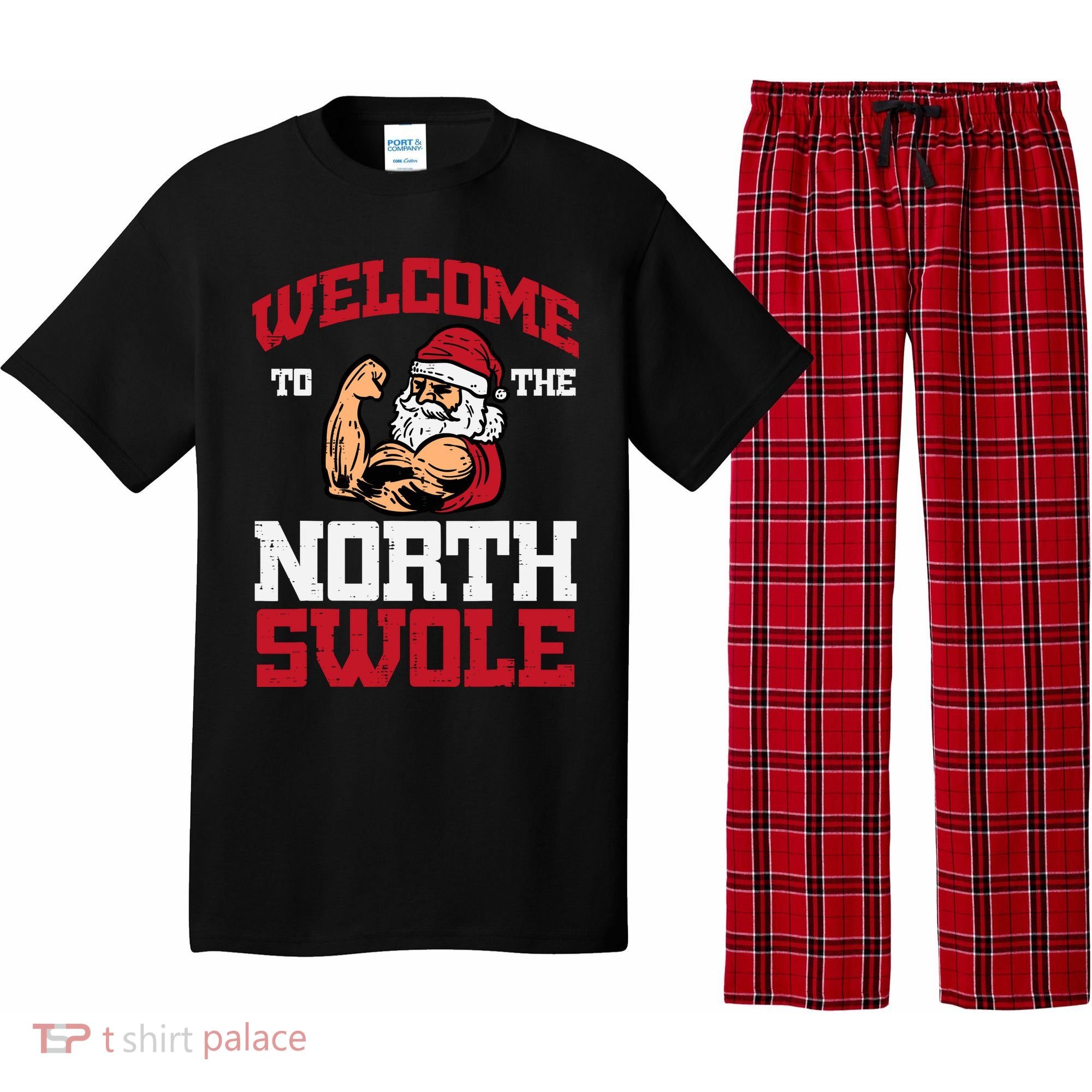 Christmas Welcome North Swole Xmas Muscle Gym Pajama Set