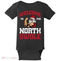 Christmas Welcome North Swole Xmas Muscle Gym Baby Bodysuit thumb 0
