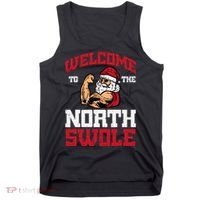 Christmas Welcome North Swole Xmas Muscle Gym Tank Top thumb 0