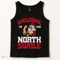 Christmas Welcome North Swole Xmas Muscle Gym Tank Top thumb 2