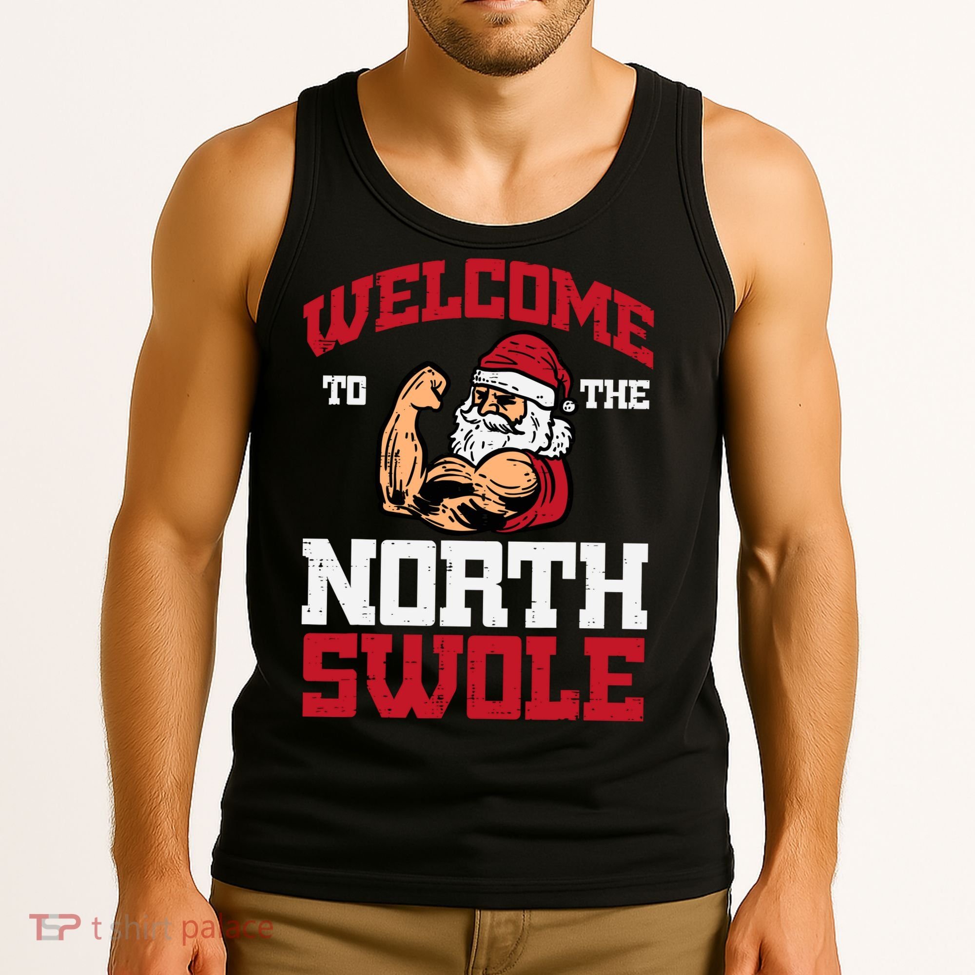 Christmas Welcome North Swole Xmas Muscle Gym Tank Top