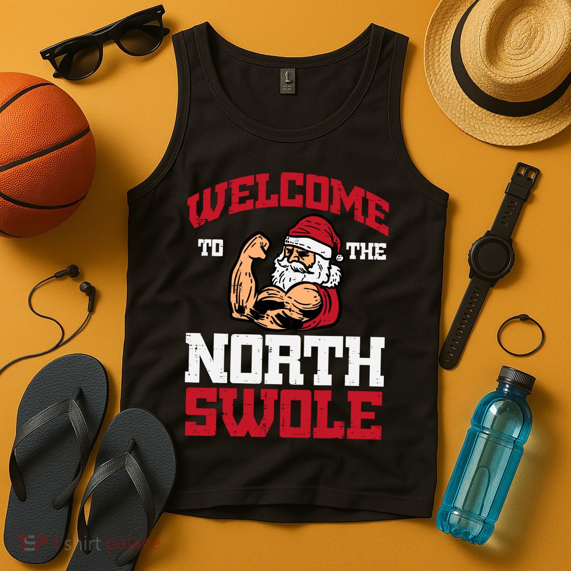 Christmas Welcome North Swole Xmas Muscle Gym Tank Top