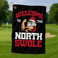 Christmas Welcome North Swole Xmas Muscle Gym Golf Towel thumb 1