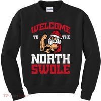 Christmas Welcome North Swole Xmas Muscle Gym Kids Sweatshirt thumb 0