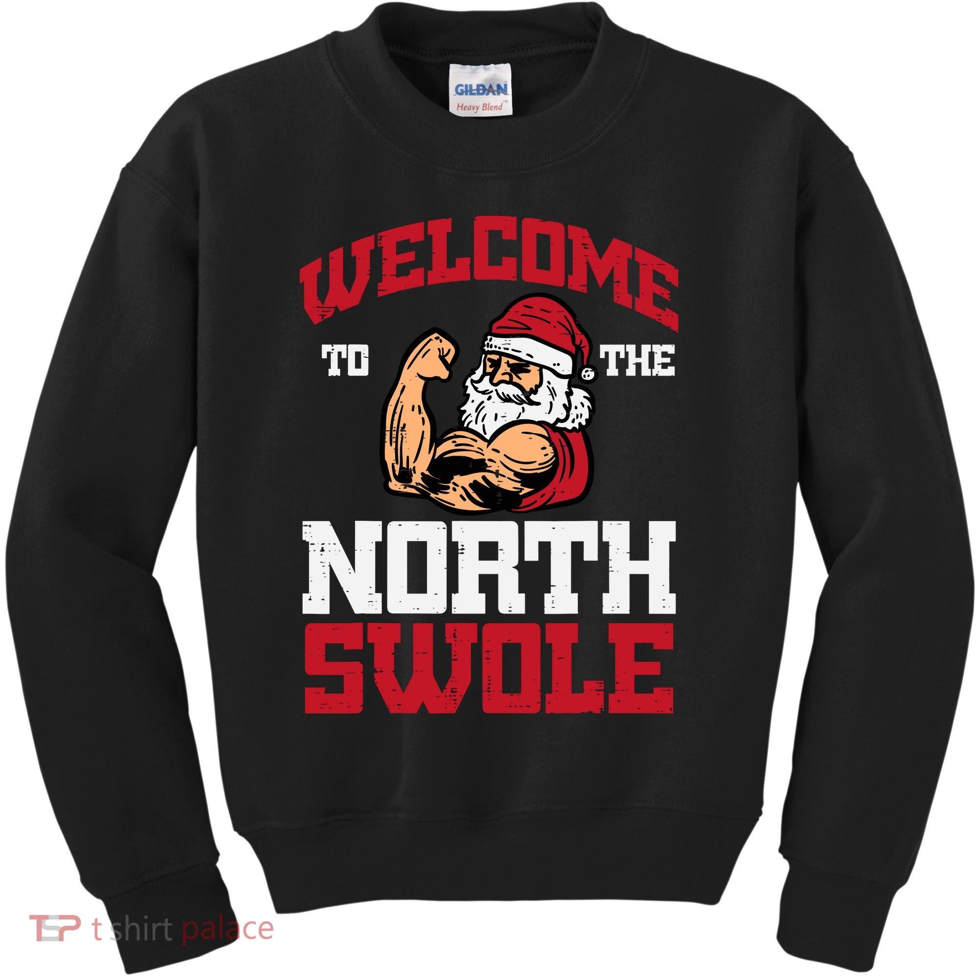Christmas Welcome North Swole Xmas Muscle Gym Kids Sweatshirt