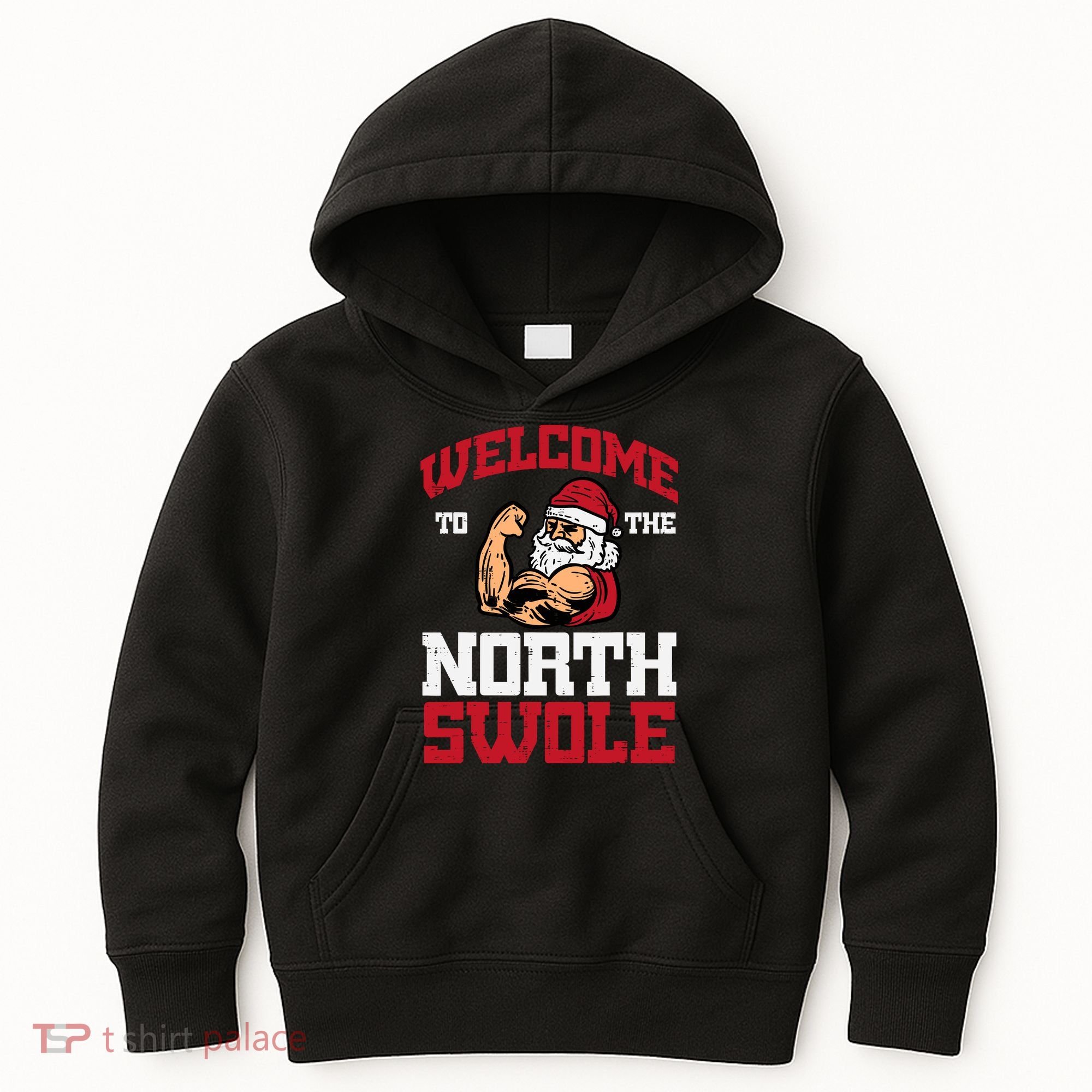 Christmas Welcome North Swole Xmas Muscle Gym Kids Hoodie