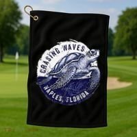 Chasing Waves Naples Florida Golf Towel thumb 1