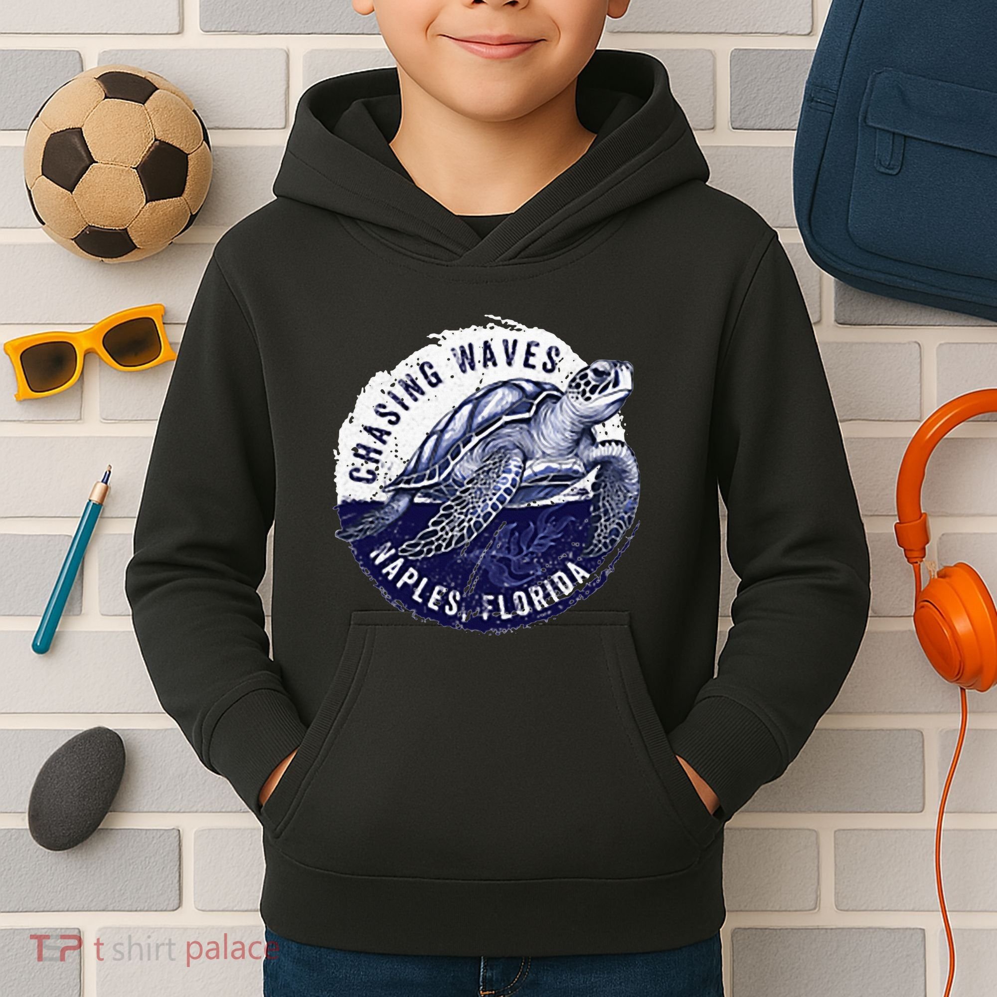 Chasing Waves Naples Florida Kids Hoodie