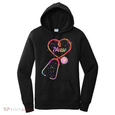 Cute Watercolor Nurse Heart Stethoscope Women's Hoodie