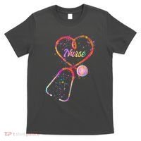 Cute Watercolor Nurse Heart Stethoscope T-Shirt thumb 0
