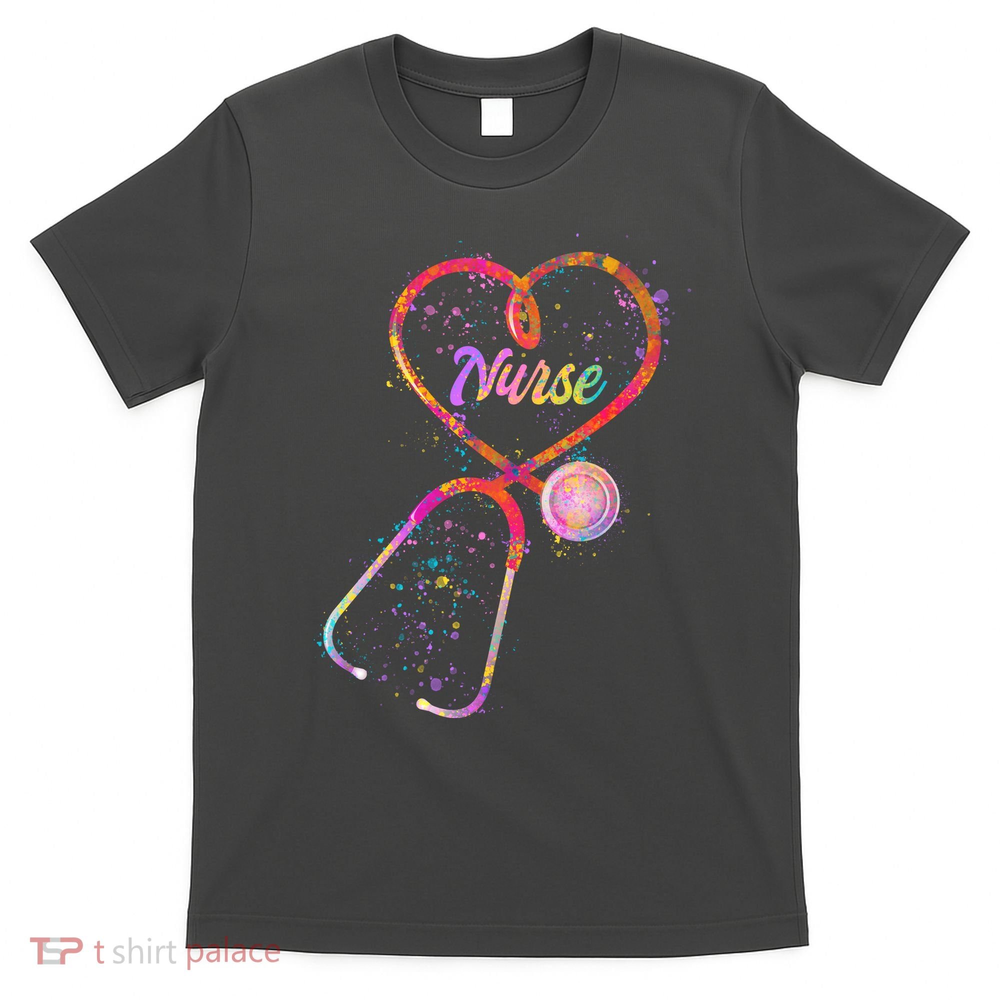 Cute Watercolor Nurse Heart Stethoscope T-Shirt