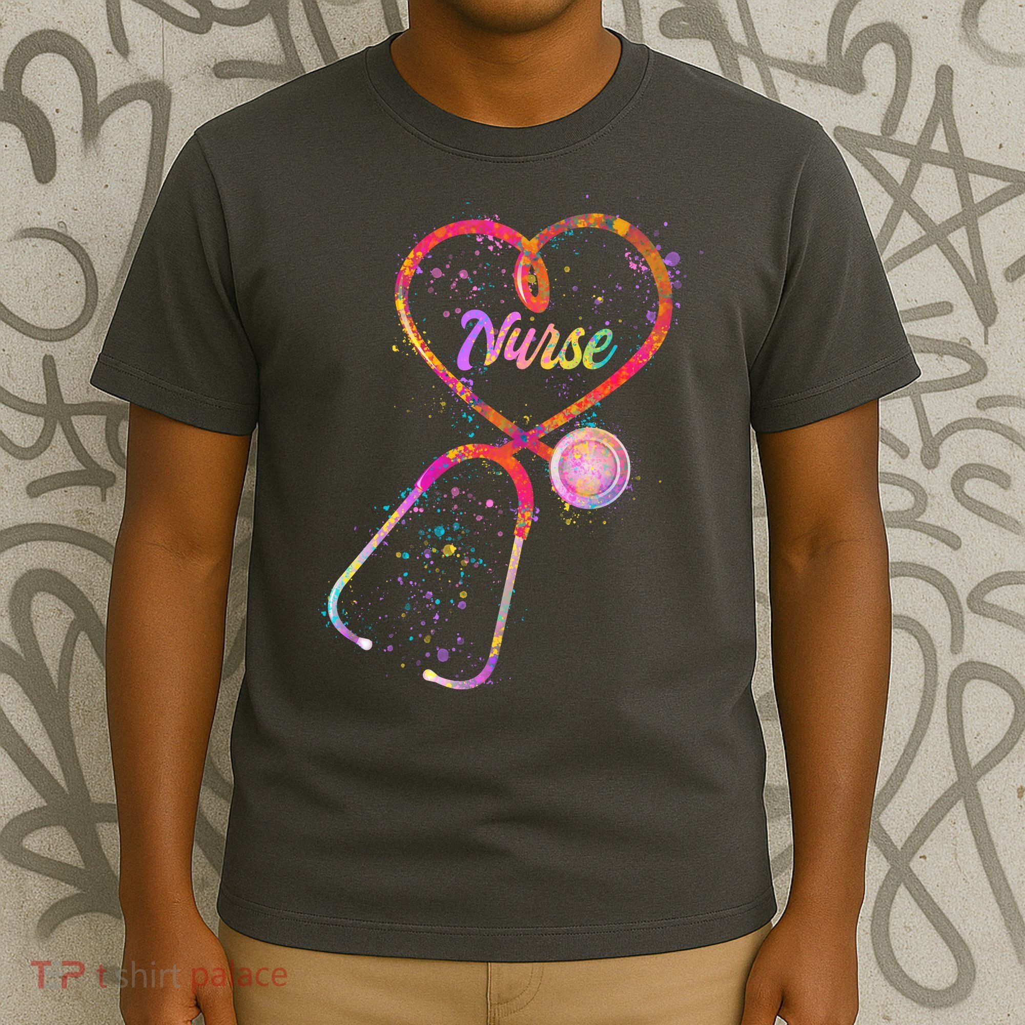 Cute Watercolor Nurse Heart Stethoscope T-Shirt