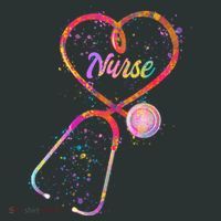 Cute Watercolor Nurse Heart Stethoscope T-Shirt thumb 7