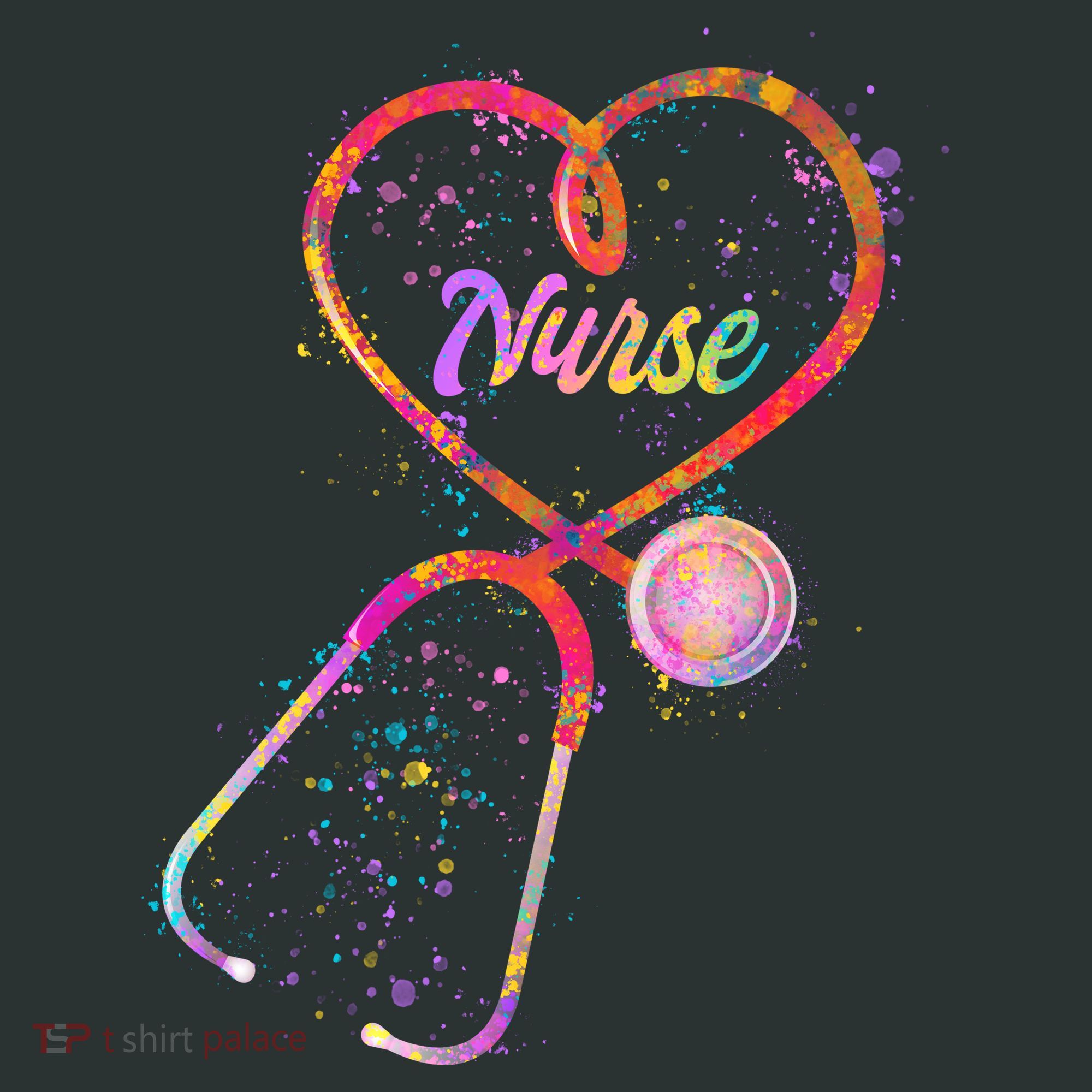 Cute Watercolor Nurse Heart Stethoscope T-Shirt