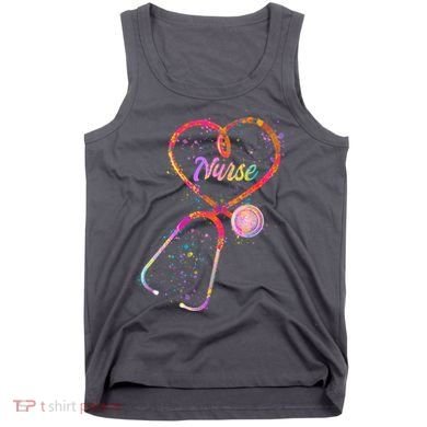 Cute Watercolor Nurse Heart Stethoscope Tank Top