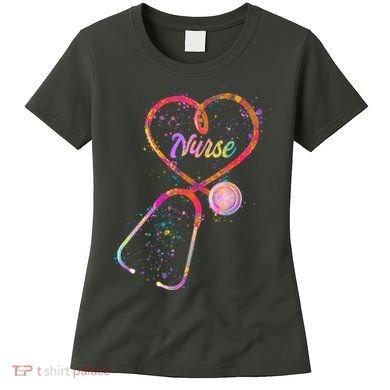 Cute Watercolor Nurse Heart Stethoscope Women's T-Shirt