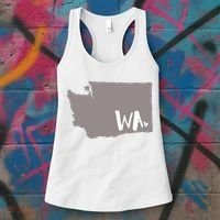 Cute Washington Outline Gift From Wa Women's Tank Top thumb 3