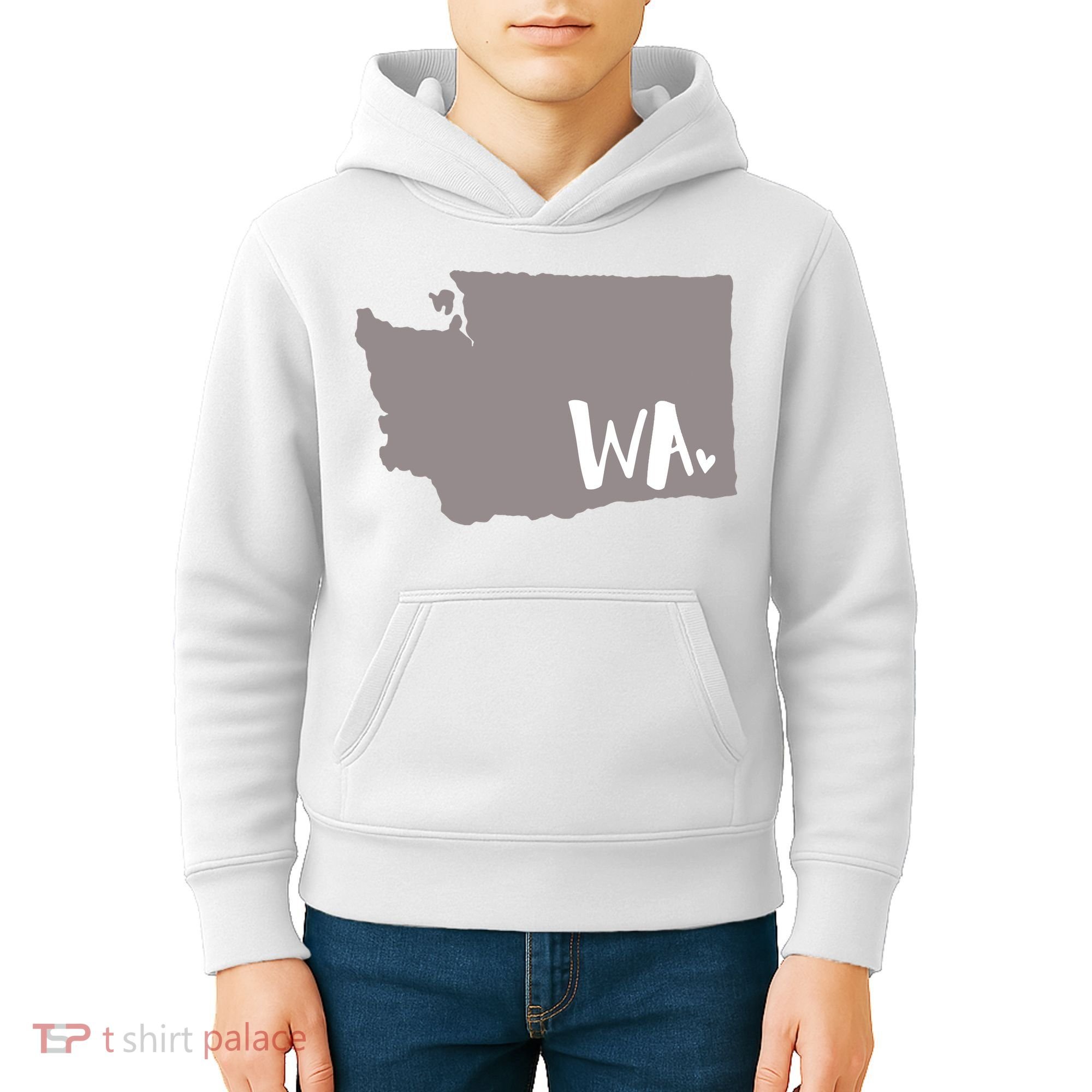 Cute Washington Outline Gift From Wa Kids Hoodie