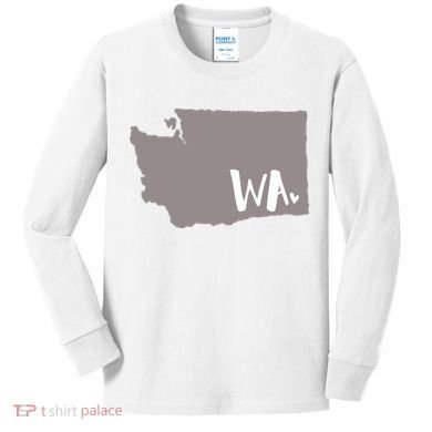 Cute Washington Outline Gift From Wa Kids Long Sleeve Shirt