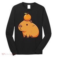 Capybara With Orange On The Head Capybara Long Sleeve Shirt thumb 0