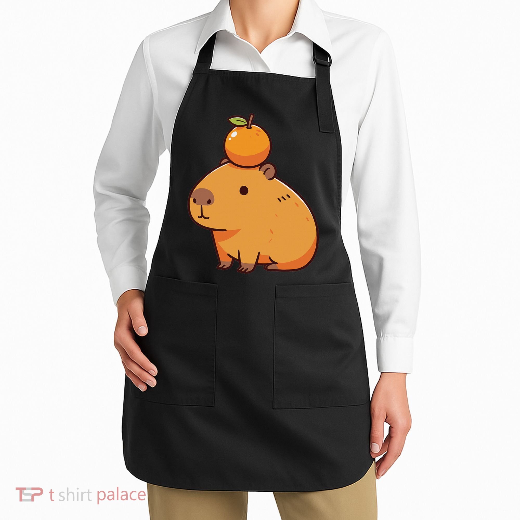 Capybara With Orange On The Head Capybara Apron