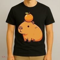 Capybara With Orange On The Head Capybara T-Shirt thumb 3