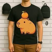 Capybara With Orange On The Head Capybara T-Shirt thumb 6