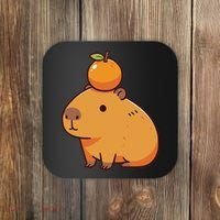 Capybara With Orange On The Head Capybara Coaster thumb 0
