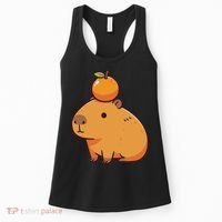 Capybara With Orange On The Head Capybara Women's Tank Top thumb 0