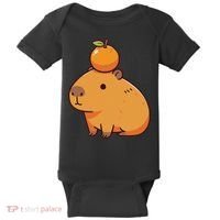 Capybara With Orange On The Head Capybara Baby Bodysuit thumb 0