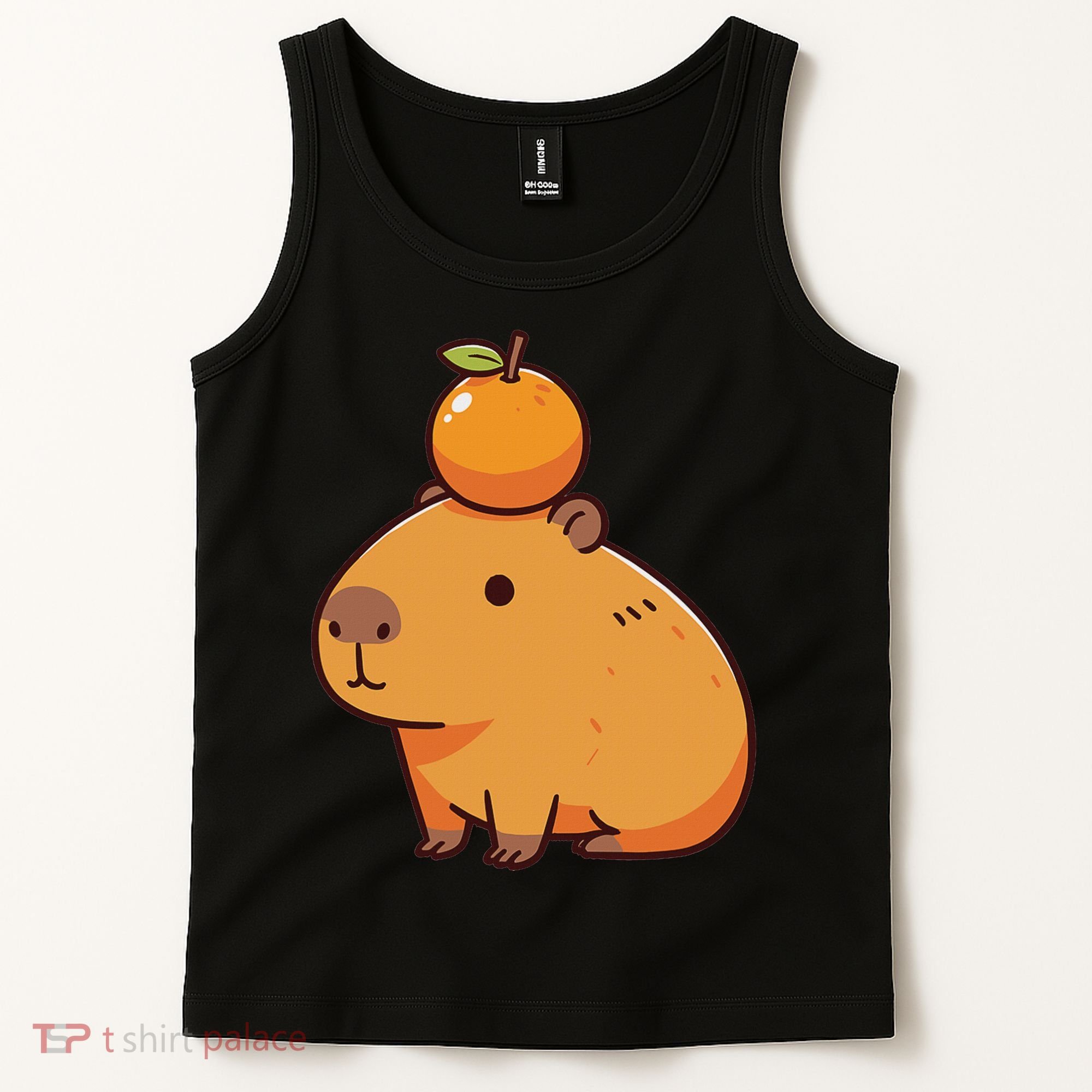 Capybara With Orange On The Head Capybara Tank Top