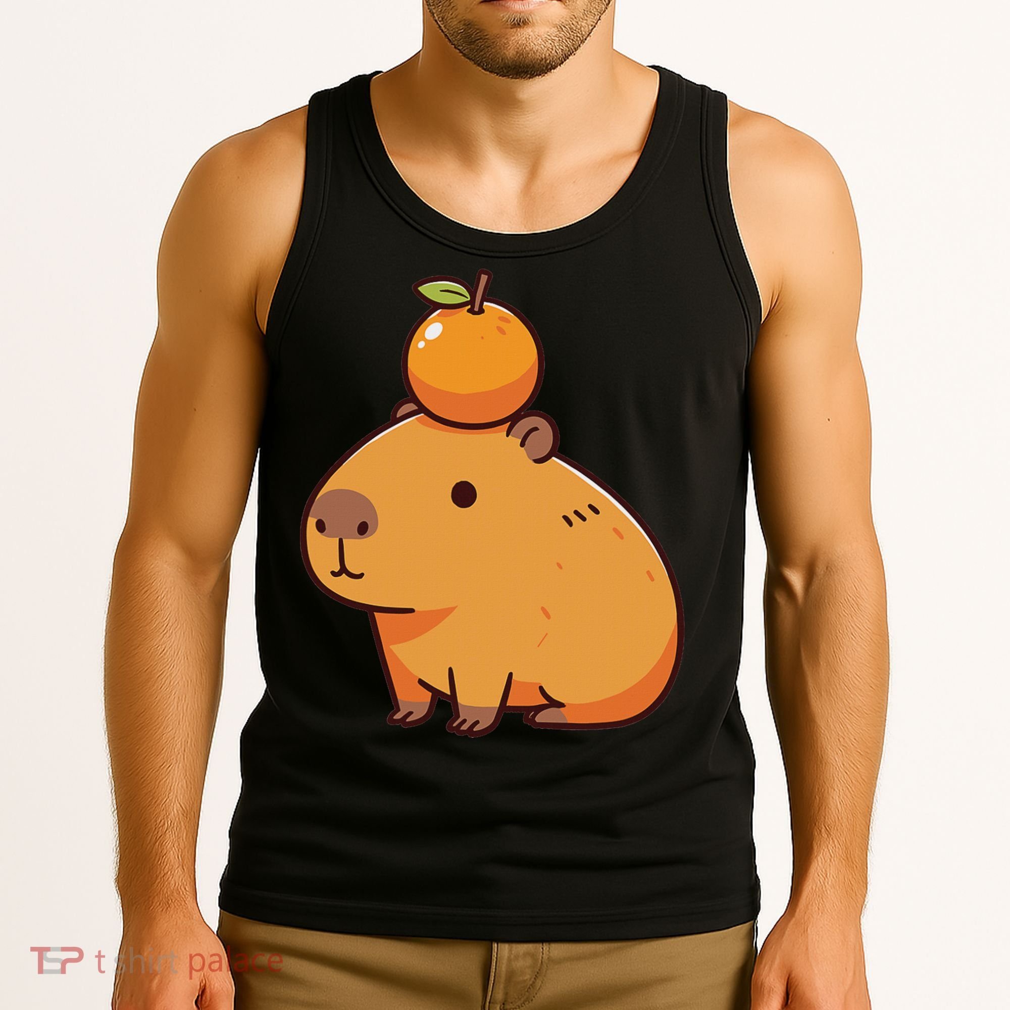 Capybara With Orange On The Head Capybara Tank Top