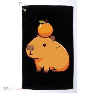 Capybara With Orange On The Head Capybara Golf Towel