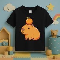 Capybara With Orange On The Head Capybara Toddler T-Shirt thumb 3