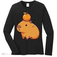 Capybara With Orange On The Head Capybara Women's Long Sleeve Shirt thumb 0