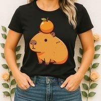 Capybara With Orange On The Head Capybara Women's T-Shirt thumb 2