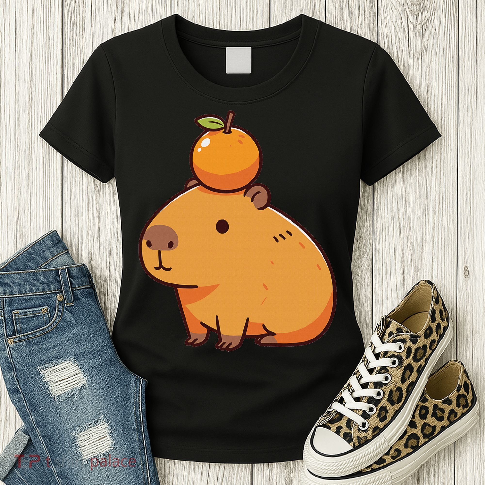 Capybara With Orange On The Head Capybara Women's T-Shirt