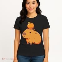 Capybara With Orange On The Head Capybara Women's T-Shirt thumb 4